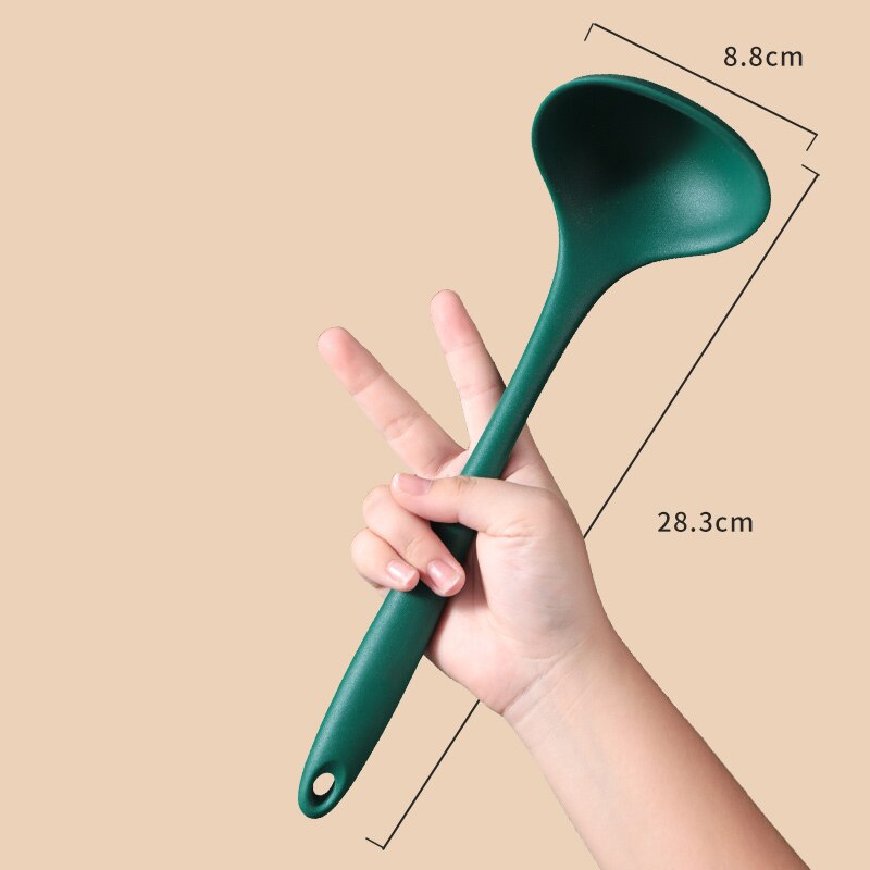 Food Grade Silicone Cooking Spoon Nonstick Heat-Resistant Flexible Wok Spatula Colander Rice Scoop Kitchen Cooking Tools: B