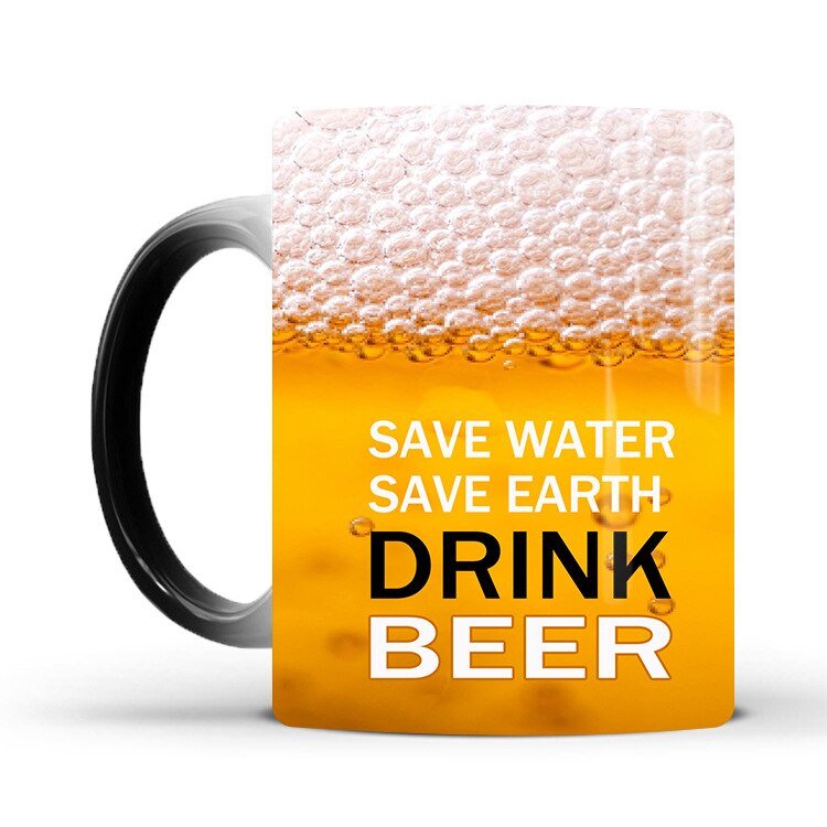 Funny Beer Mug Ceramic Water Cup Color Changing Mug Home Office Drinkware Coffee Tea Cups Heat Sensitive Friends
