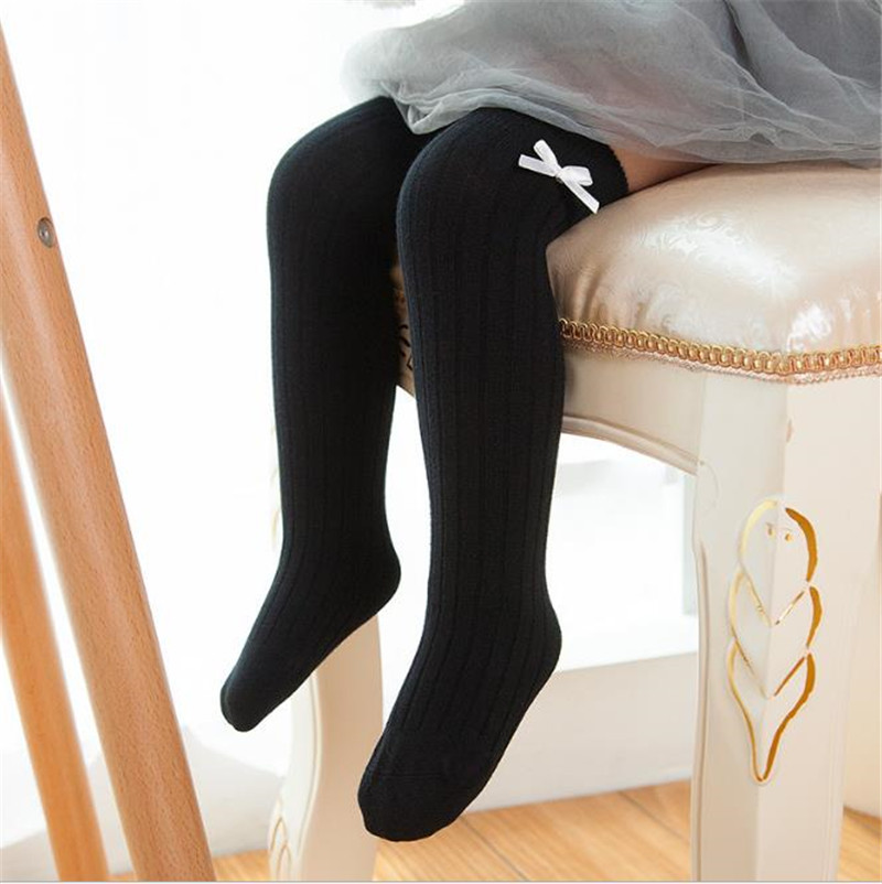 Bambino Calze E Autoreggenti Autunno Inverno Calze E Autoreggenti Bowknot Del Bambino di 6 Colori Calze E Autoreggenti Caldo Infantile Ginocchio Calzini E Calzettoni Leggings per le Ragazze 1-3Y: black