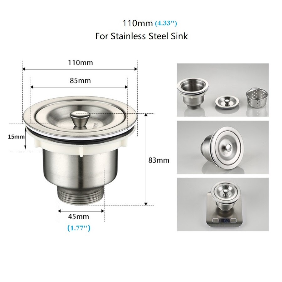 110mm 140mm Stainless Steel Kitchen Sink Drain Strainer Basket: 110mm Regular