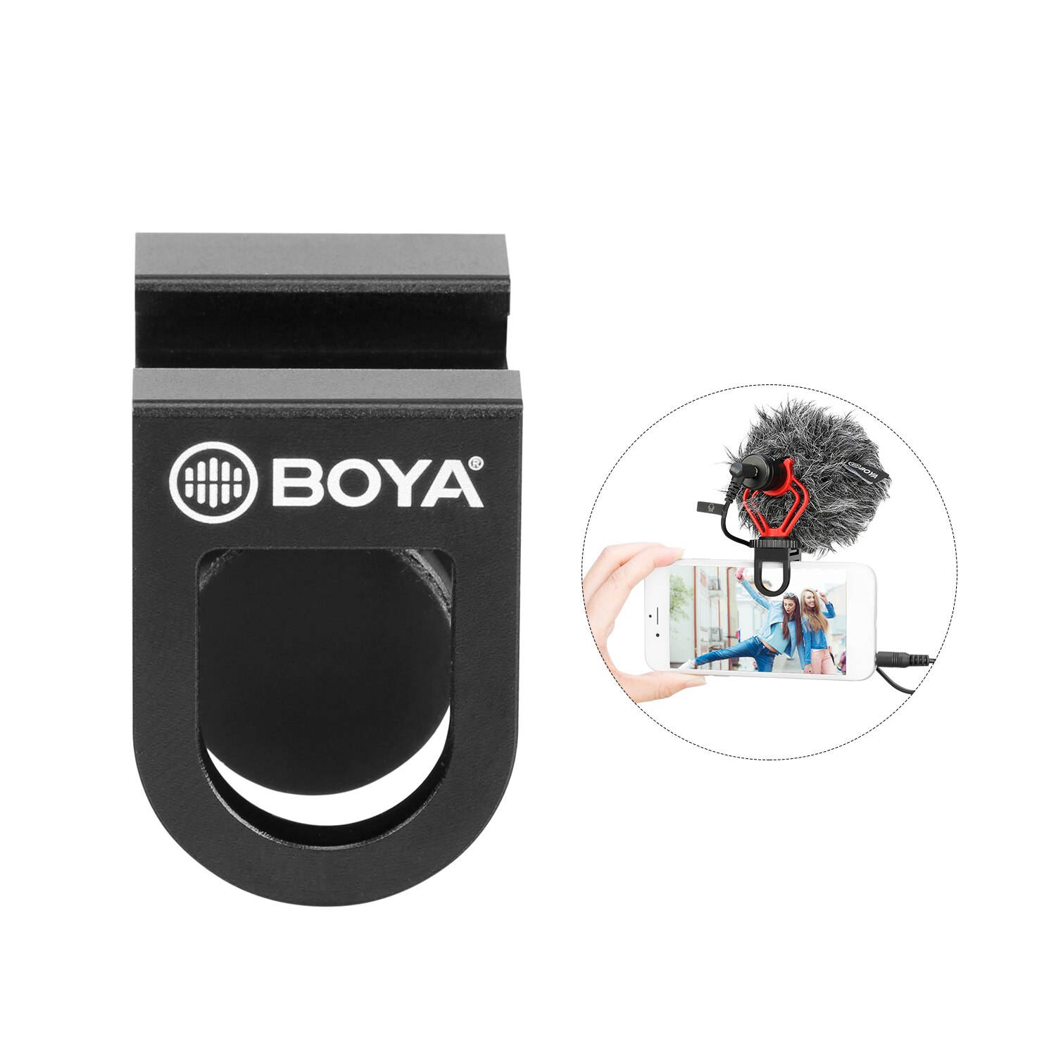 Boya BY-C12 Universele Smartphone Koude Schoen Beugel Microfoon Montage Adapter Houder Aluminium Voor Mobiel Vlog Live