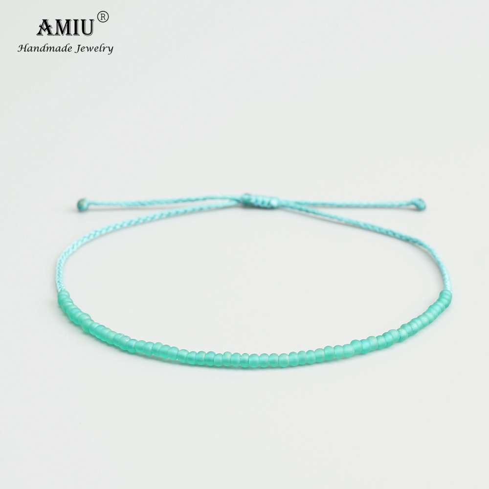 2022 Amiu Handgemaakte Bead Armband Mooie Regenboog Kleur Wax Draad Touw Armbanden En Armbanden Voor Vrouwen Mannen Zaad Kralen Armbanden