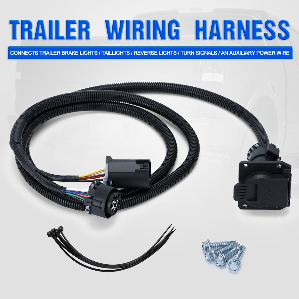 Extensión de arnés de cableado de remolque, accesorio para cama de camión lateral de 7 pies, 7 pines, para Chevrolet, Dodge, Ford, GMC, Nissan, Ram, Toyota, 56070