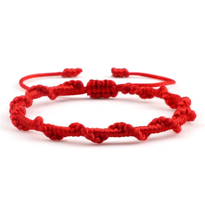 Pulsera sencilla de la amistad para hombre y mujer, brazalete de cuerda trenzada hecha a mano, con nudo rojo de la suerte, para parejas: Red