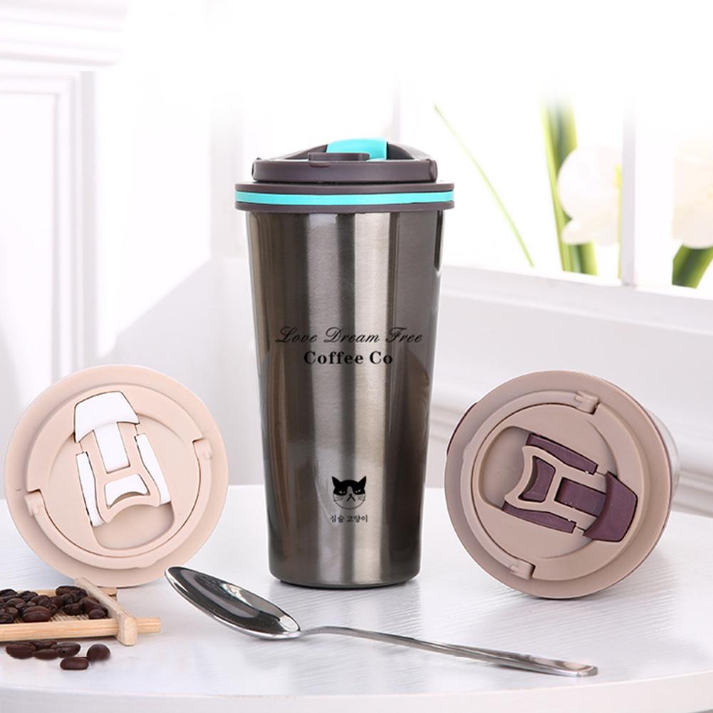 500Ml Rvs Thermosflessen Mok Koffie Beker Met Deksel Geïsoleerde Thermische Fietsen Water Koffie Mok Outdoor Water Flessen