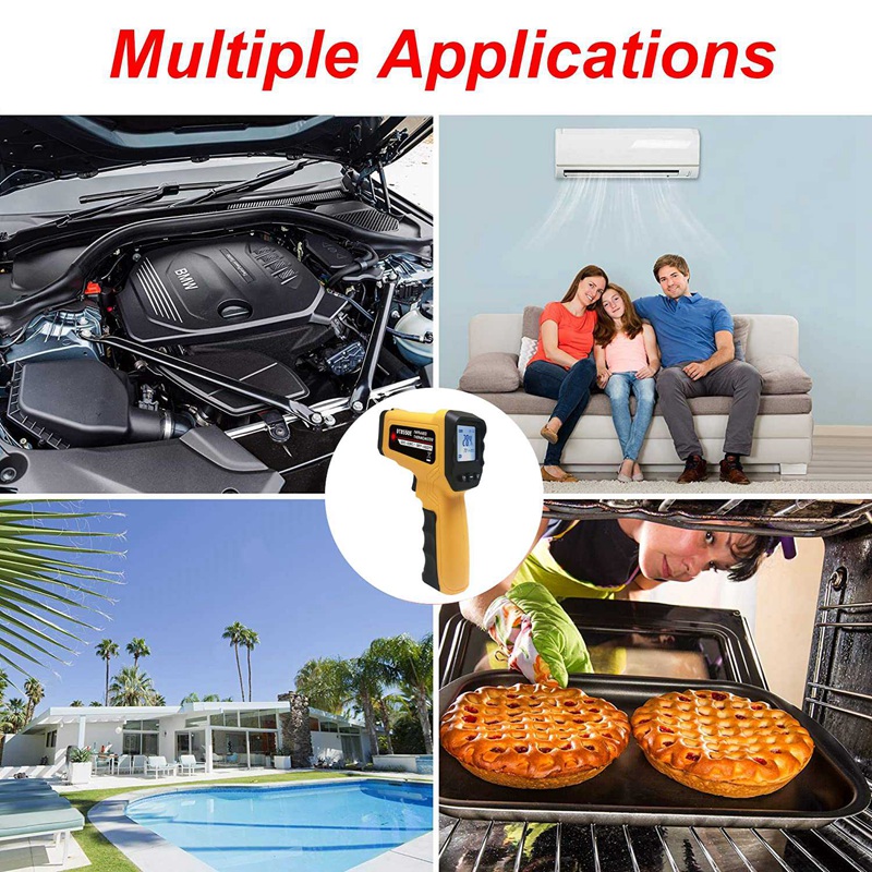 Infrared Lidar Thermometer Digital LCD Display Non-Contact Temperature Checker For Cooking Freezer Industry