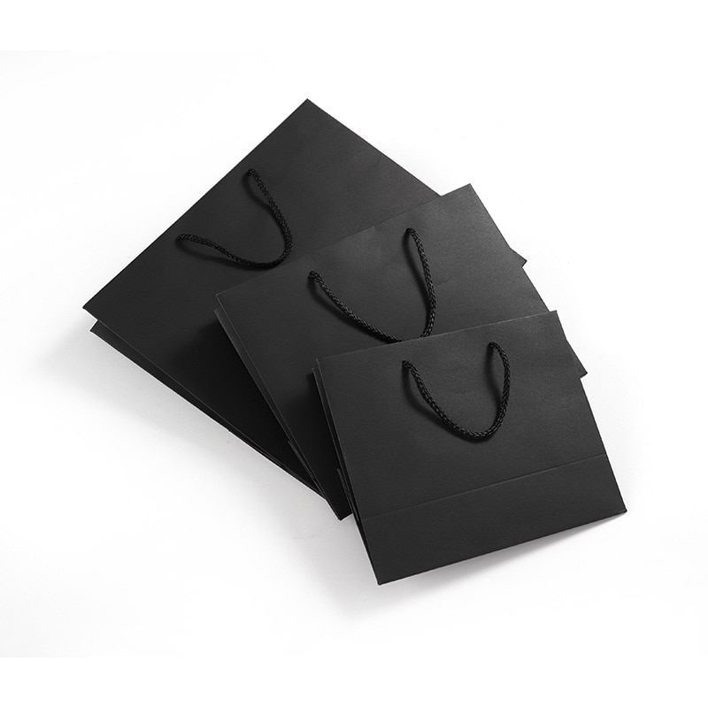 Zwarte Kraft Papieren Zak Met Handvatten Multi Grootte Festival Bag Voor Sieraden Birthday Party Bruiloft Decoratie Papier tas