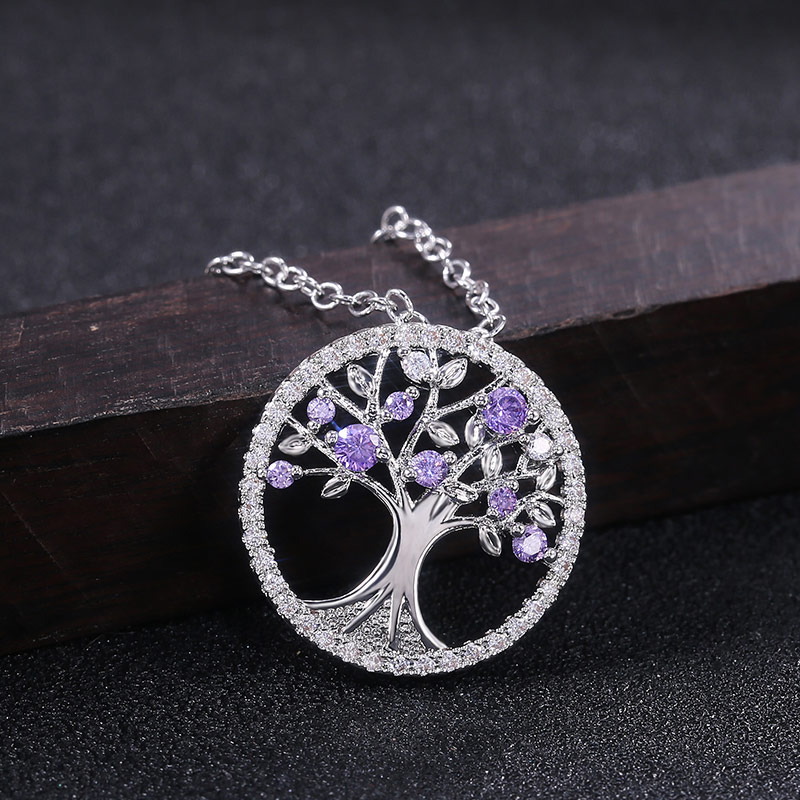 Huitan Delicato Albero Che Desiderano Collana Delle Donne Verde/viola di Pietra Regalo Di Compleanno di Alta Qualità Collana Pendent Gioelleria Raffinata E Alla Moda: XL055