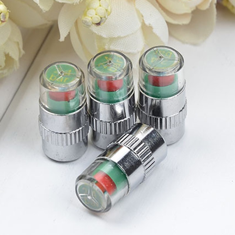 2/4 stuks autobandenspanningsindicator bandenspanningsmeter indicator alert monitoring ventieldop sensor externe klepdetectie