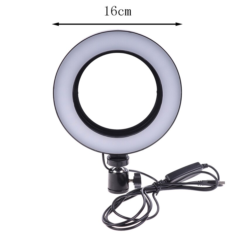 Fotografie LED Selfie Ring Licht 16CM Dimmbare Kamera Telefon Ring Lampe 6 zoll Mit Tisch Stative Für machen-hoch Video Live-Studio: Schwarz