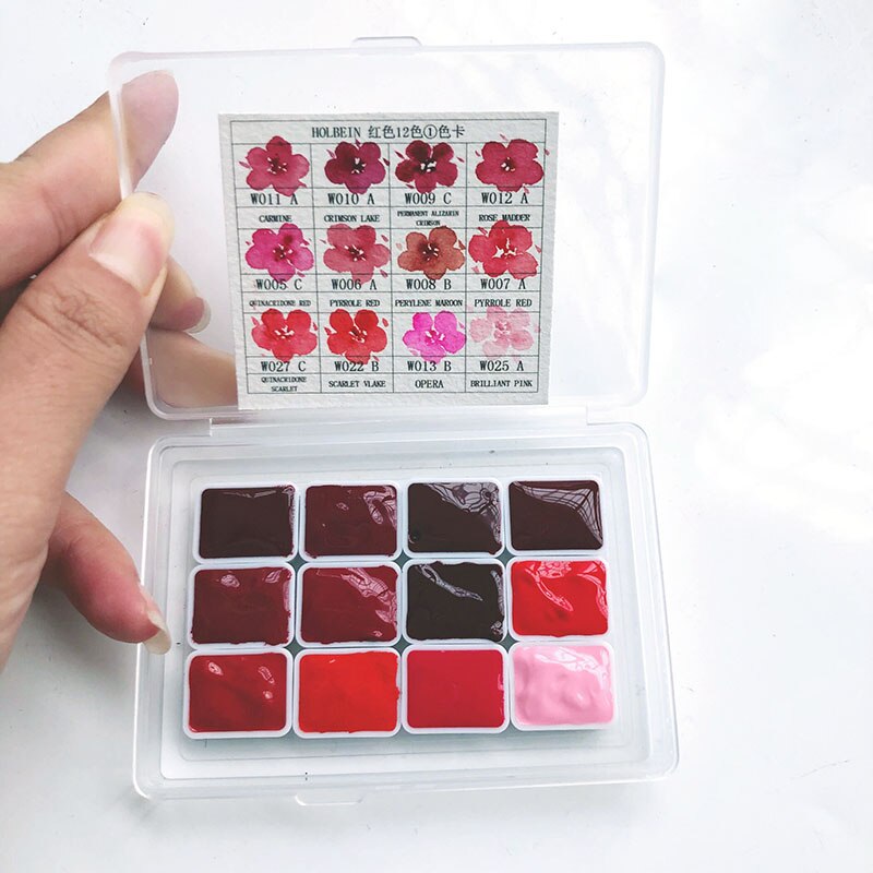 Mini caja de acuarela, disco de pintura de acuarela rojo, 12 colores, 0,5 ml/1ml/2ml: 1ml  with card