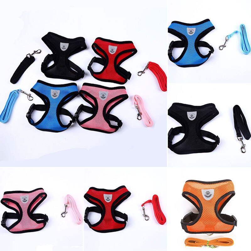 Breathable Small Dog Pet Harness and Leash Set Puppy Cat Vest Harness Collar For Chihuahua Pug Bulldog Cat