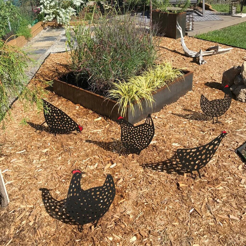 Estaca de acrílico hueca en forma de gallina, adorno decorativo, tarjeta impermeable, decoración de césped y jardín