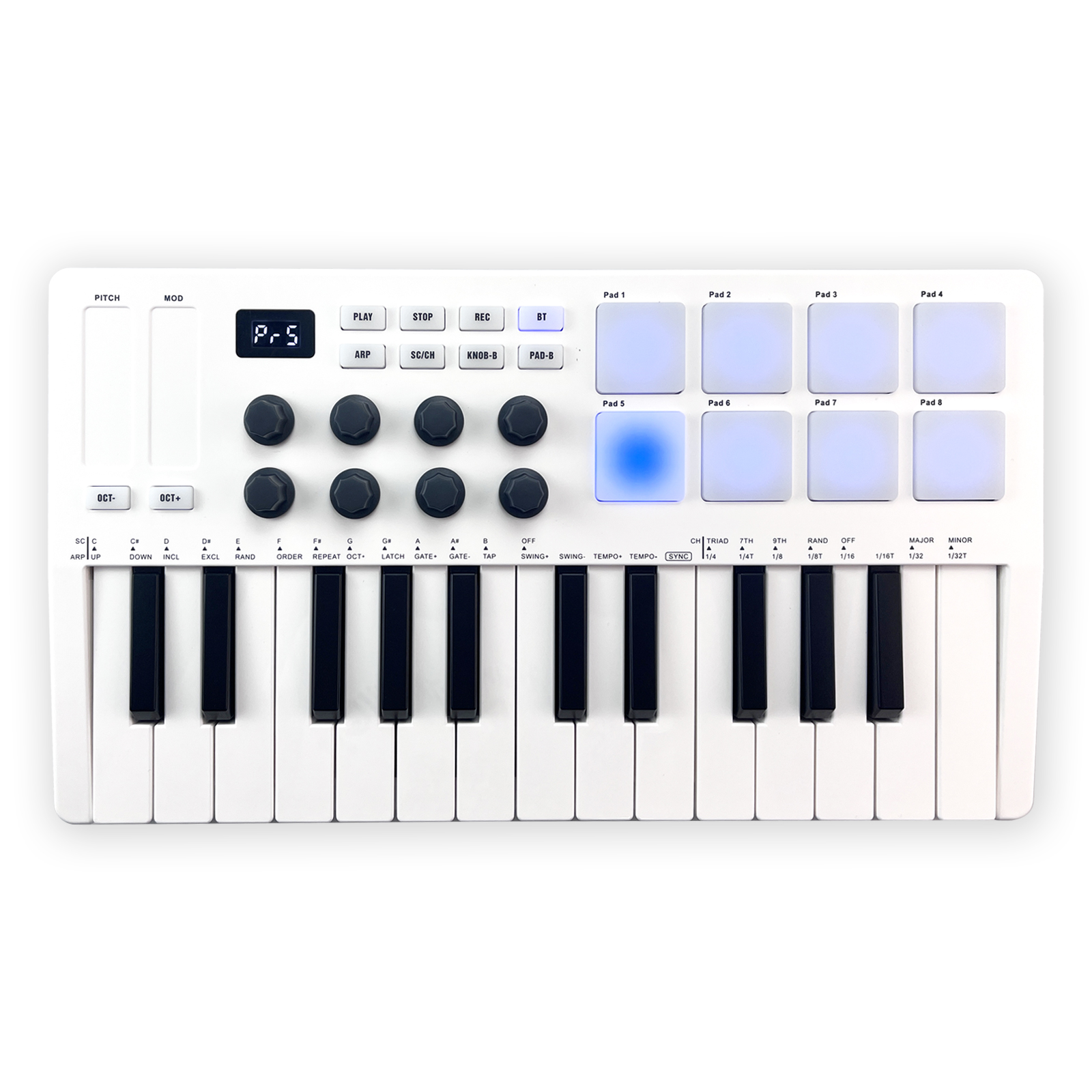 M-VAVE 25-Key MIDI Control Keyboard Mini USB Keyboard MIDI Controller with 25 Velocity Sensitive Keys 8 RGB Backlit Pads 8 Knobs