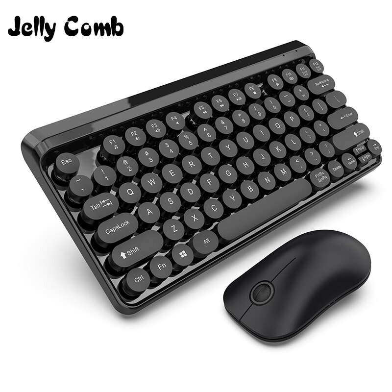 Jelly comb 2.4g draadloos toetsenbord en muisset, multimediatoetsenbord, chocoladekleurige toetsenkap, multisysteem compatibel draadloos toetsenbord