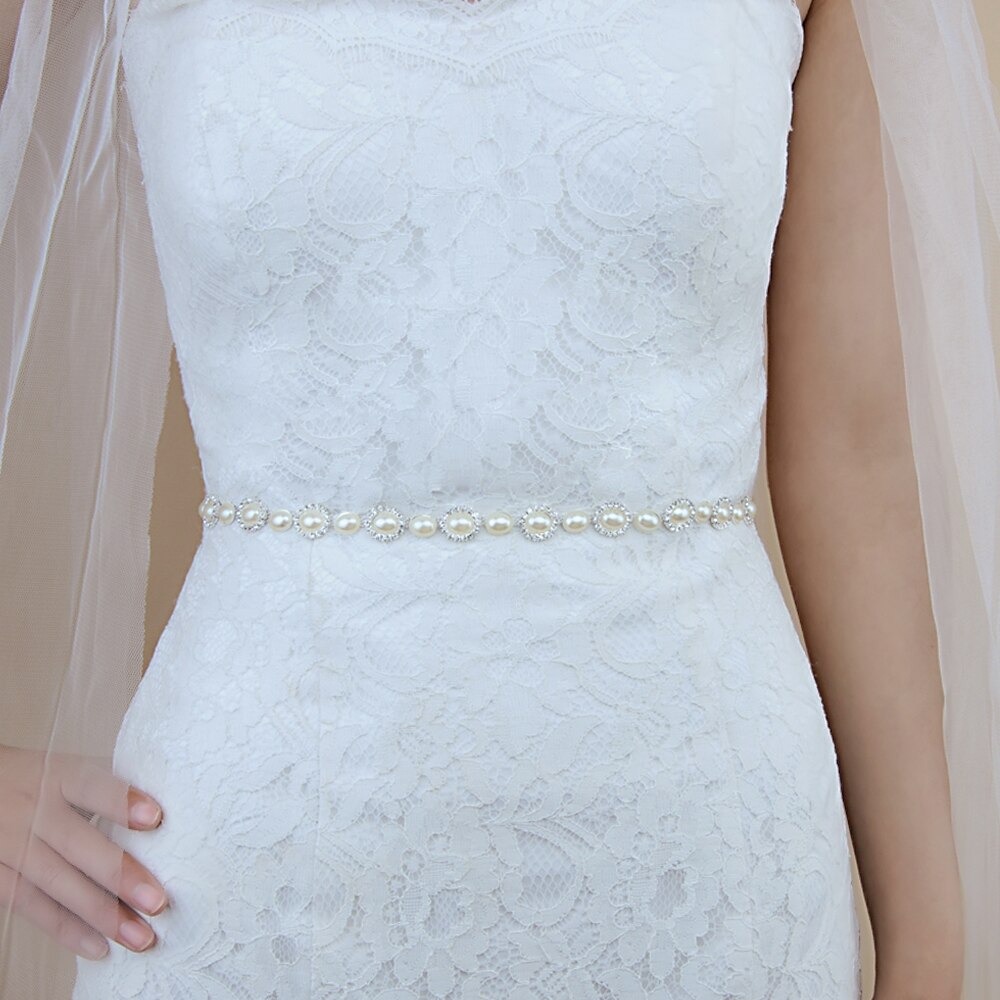 TRiXY S300 Ivory Belt for Formal Dress Satin Sash Belt Sequin Sash Belts for Dresses Sparkly Belts for Women Beaded Belt