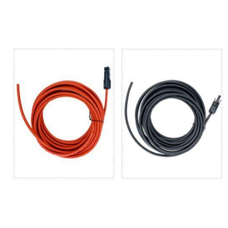 Solar Kabel 12AWG 4mm ² Een Paar Zwarte En Rode Met Connector Solar Pv Kabel