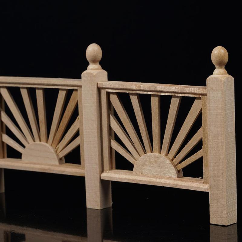 1:12 Puppenhaus Zubehör Simulation Holz 3 Abschnitt Szene Zaun Puppenhaus Balkon Leitplanke Lange Dekoration Miniatur M F3B2