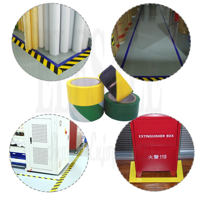 6 Rolls 48mm*18m Waterproof PVC Caution Warning Tape Barrier Safety Tapes For Warehouse Factory School Office Traffic Guide