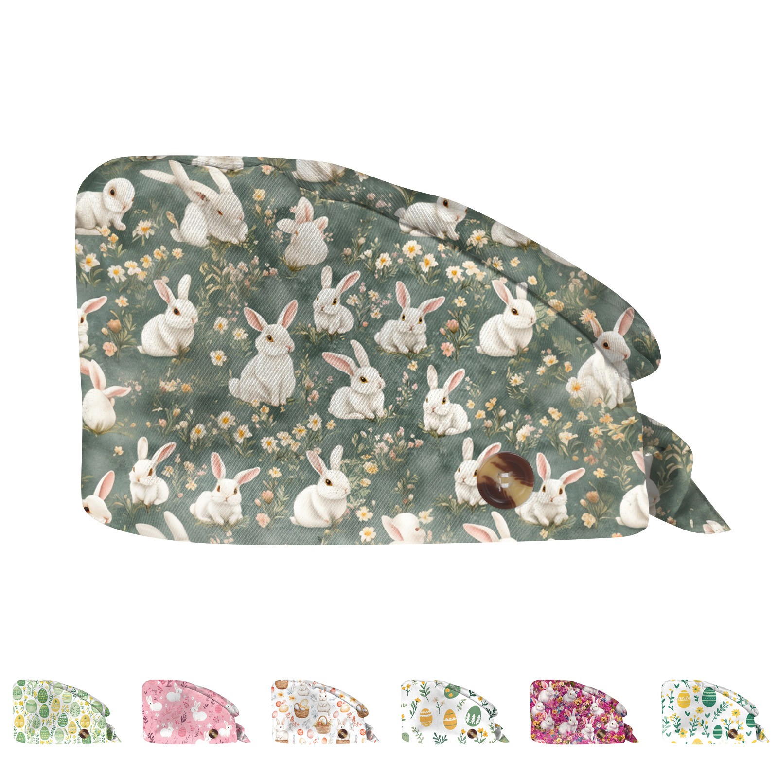 Gorros exfoliantes de Pascua con estampado de huevos y conejos, gorro de enfermera, gorro de trabajo para agencia de mascotas, accesorios para enfermeras, suministros de Pascua, gorro clínicos