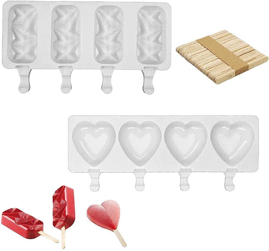 4-Cavity Popsicle Mold 2Pcs Ijs Maken Tool Set Diy Bakvorm Popsicle Cakevorm Te schoon Candy Bar: B-2
