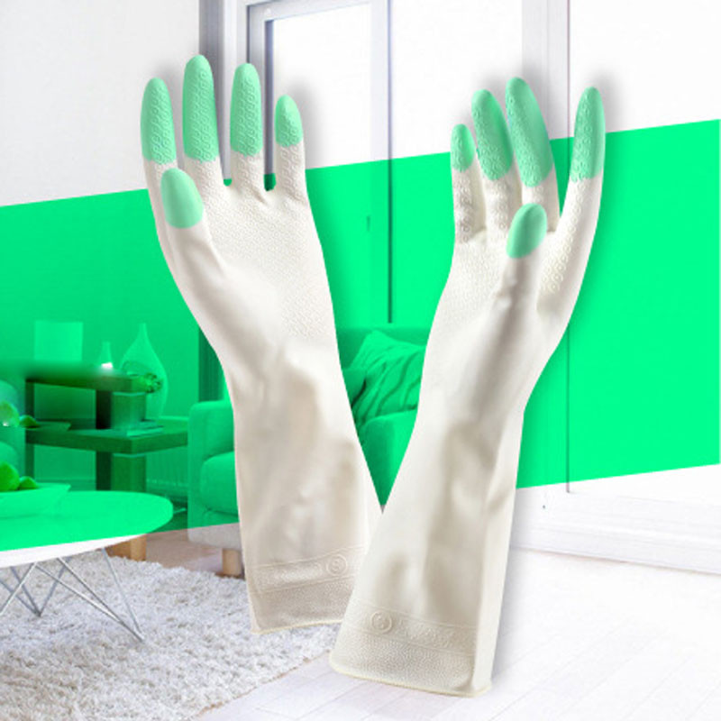 100% En 1 Paar Handschoenen Latex Schotel Wassen Schoonmaken Lange Handschoenen Multifunctionele Huishouden Keuken Handschoen: Green 