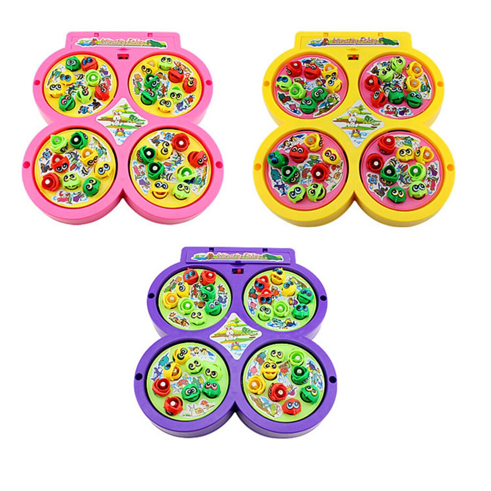 Children Fishing Toy Rotating Music Colorful Fish Catching Fun Game Safe Convenient Educational Toy Sing While Spinning