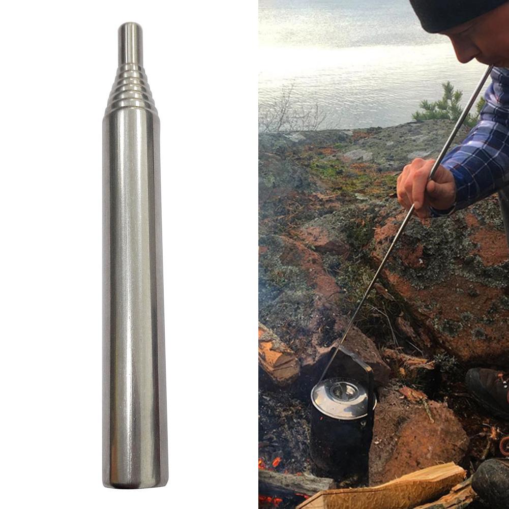 Fuelle de bolsillo de acero inoxidable, herramienta de chorro de aire plegable para acampada, senderismo, equipo de cocina