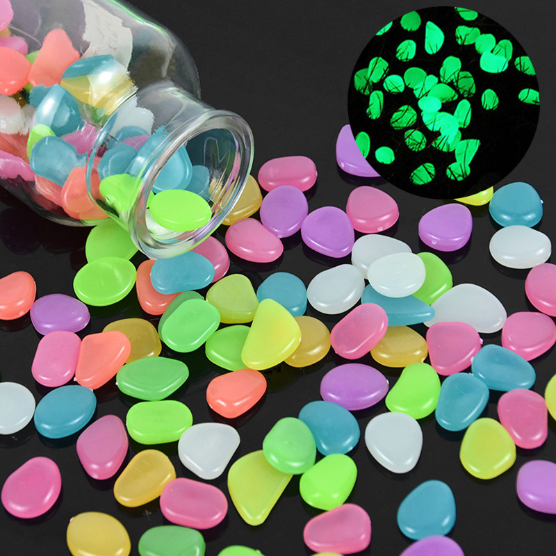 25/50Pcs ornamenti da giardino pietre luminose ciottoli fluorescenti Glow In The Dark Rocks per acquario esterno Home Fish Tank Decor