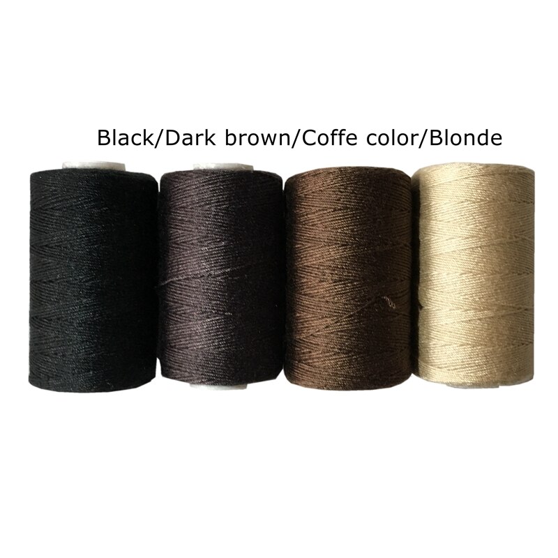 100 rolls BLACK hair weaving thread sewing cotton thread with 1 piece C curved needle