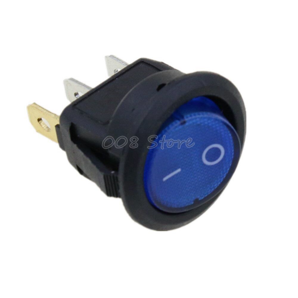 Optional Colors ON/OFF LED 12V 16A DOT ROUND ROCKER SPST TOGGLE SWITCH CAR BOAT LIGHT: Blue / 12V