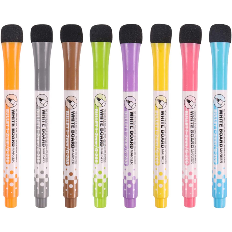 Stylos pour tableau blanc 8 couleurs, stylo magnétique à base d'eau avec capuchon effaçable, pointe Fine, peinture magnétique pour enfants, maison, bureau, école