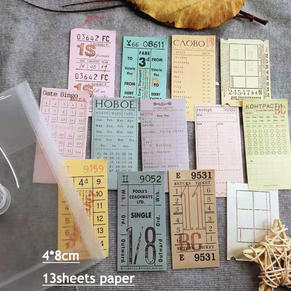 68 Uds Vintage boleto pegatinas Retro recibo Bingo volumen \ Plan diario Scrapbooking Diy etiqueta de la planificación de viajes diario Ablum
