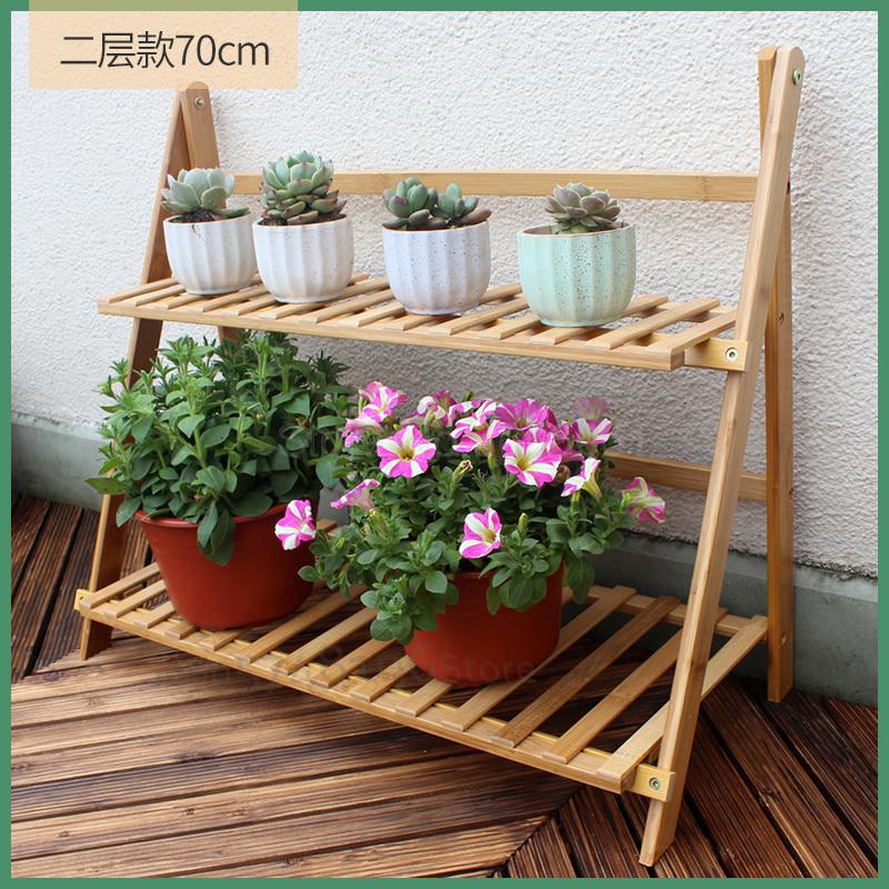 Stojak na doniczki bambusowe z litego drewna wielowarstwowa przestrzeń kryty balkon salon zielona podłoga rozwalać się w kwiaty robić postawienia na półkę: 70x30x56cm  5