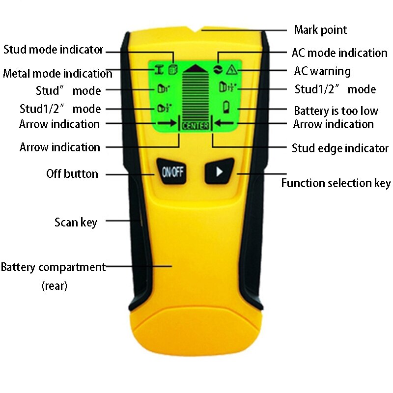 Th210 muurdetector stud metaaldetector houtbalk kolom draaddetectie-instrument inclusief batterij