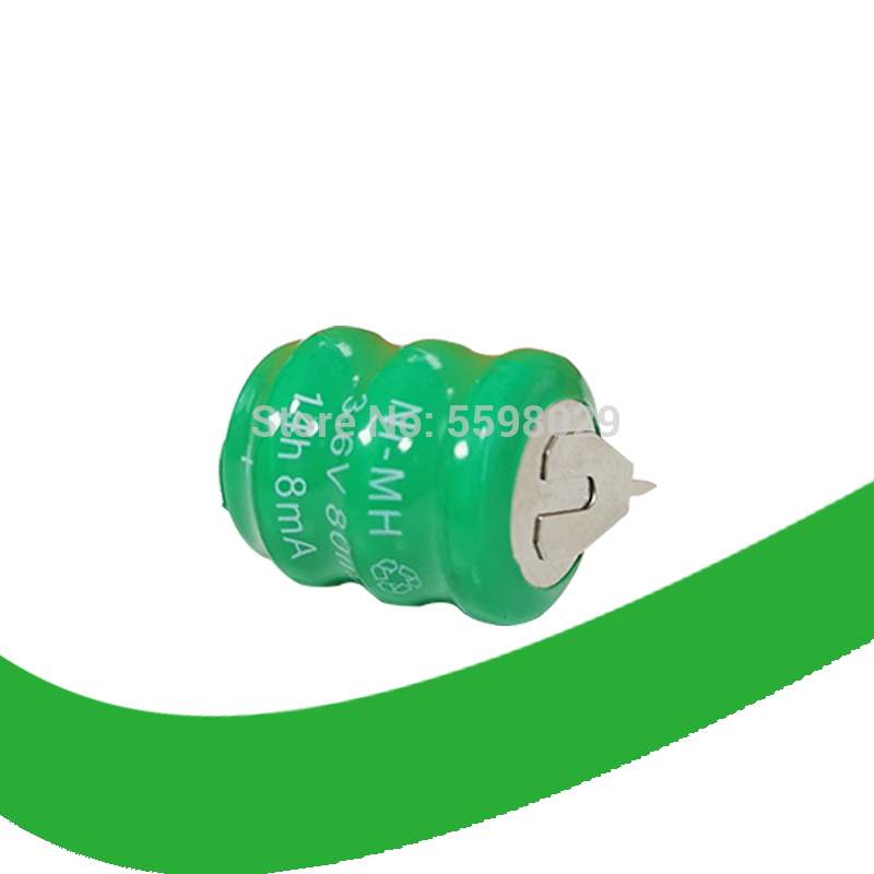 80mah 3.6v Original Brand Ni-MH Rechargeable Button Cell Battery Ni MH Batteries With Pins