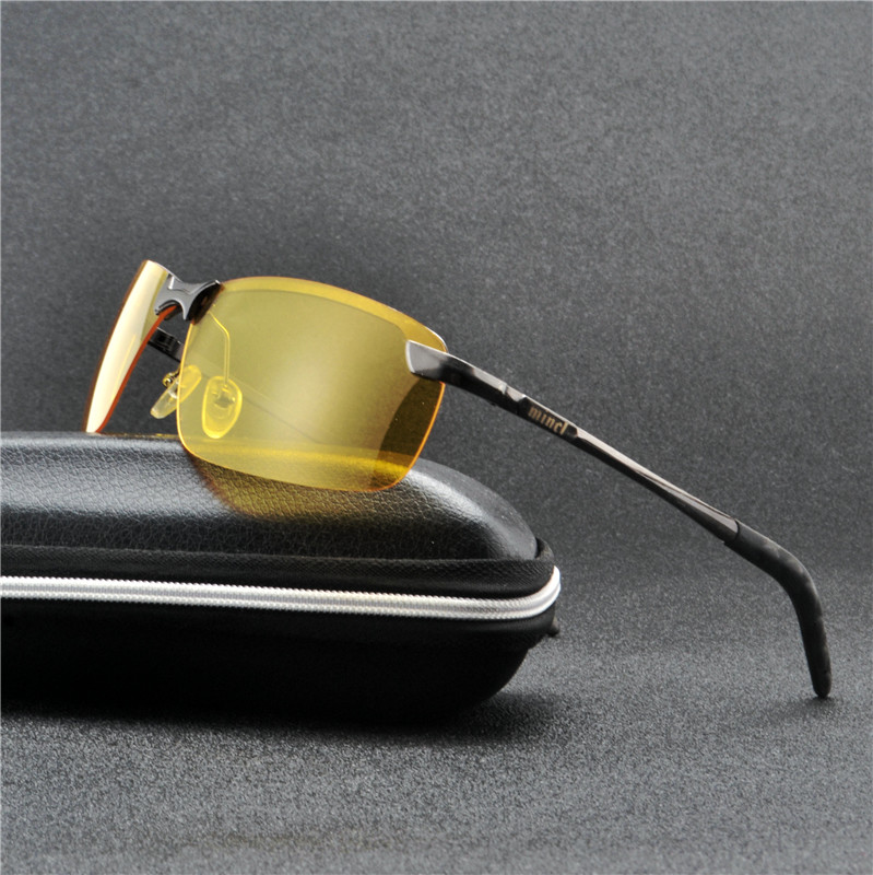 Legering uv mænds driver nattesyn beskyttelsesbriller solbriller kørsel mandlig kørsel solbriller til mænd anti-blænding dag nat beskyttelsesbriller nx: Pistol gul