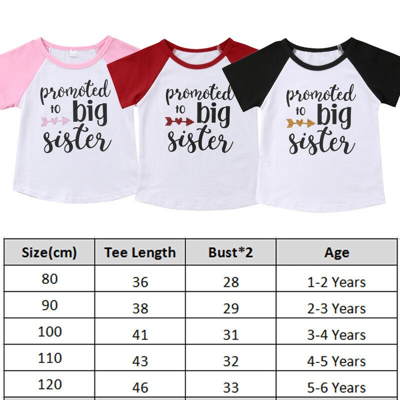 Enfants filles T-shirt-promu à grande soeur-été coton à manches courtes hauts T-shirt enfants vêtements de sport