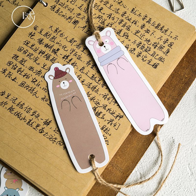 Marcapáginas de colores para libros, marcapáginas de papel de dibujos animados, oso, perro, promocional, Stationery-W-SQ-649, 30 unids/lote