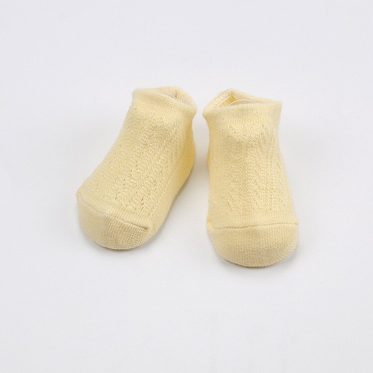 0-24M Baby Mädchen Weiche Baumwolle Socken Neugeborenen Jungen Beinlinge Kurze Gittergewebe Atmungsaktive Socken Mädchen Gestrickte Hohl aus Netto Socken: gelb / S