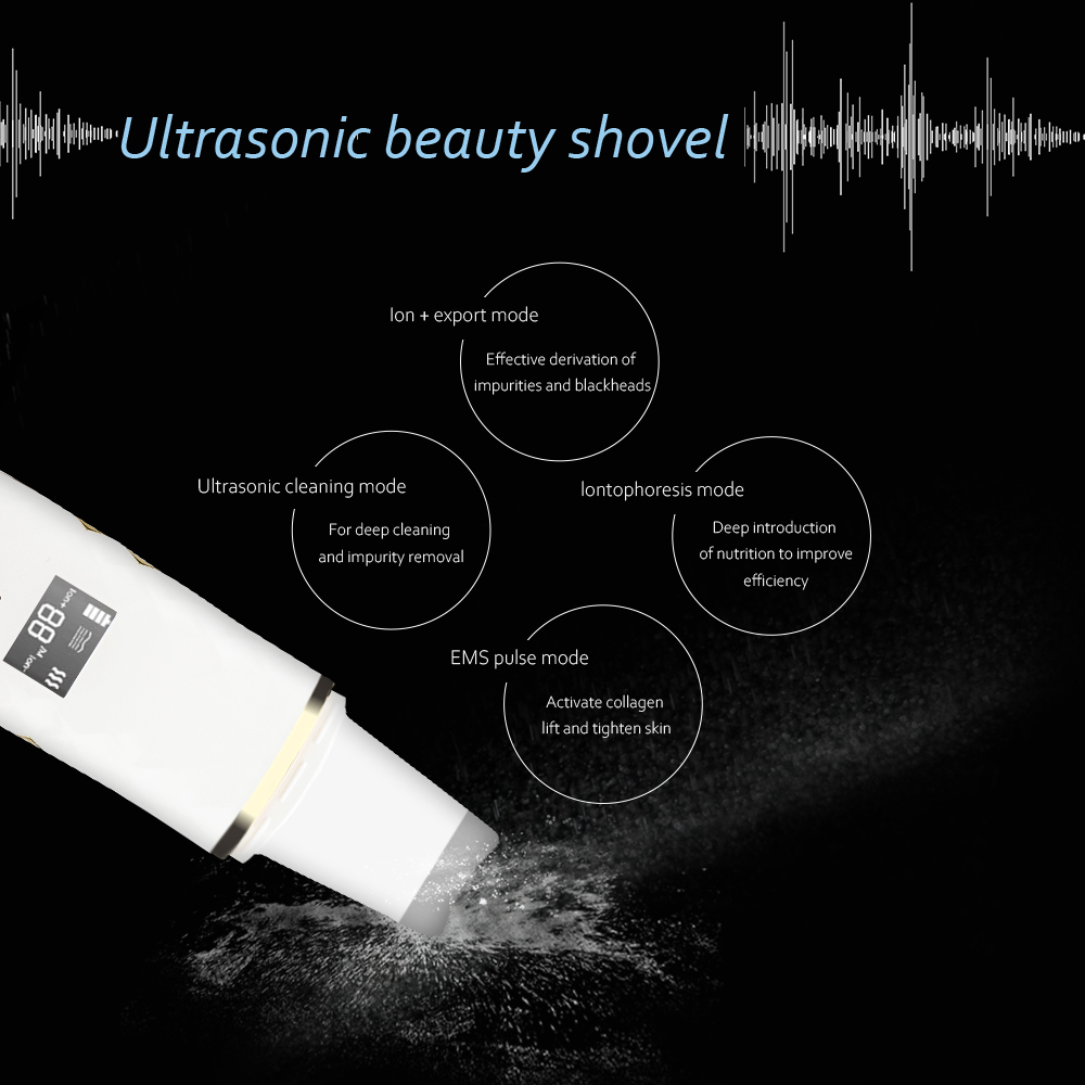 Espátula ultrasónica para limpieza Facial, Extractor de espinillas, herramienta de limpieza Facial,