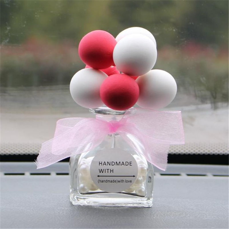 Bonito criativo colorido balão adorável mini decoração do carro interior do carro ar perfume garrafa de cristal painel ornamento nova chegada