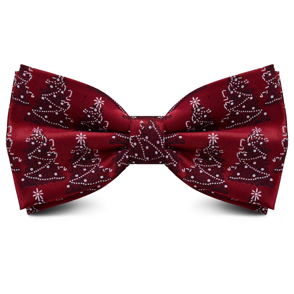 GUSLESON Double Fold Men's Christmas Bow ties Festival Theme Bowties Pre-Tied Neckwear Snow Tree Pattern Novelty Bow Tie: 08