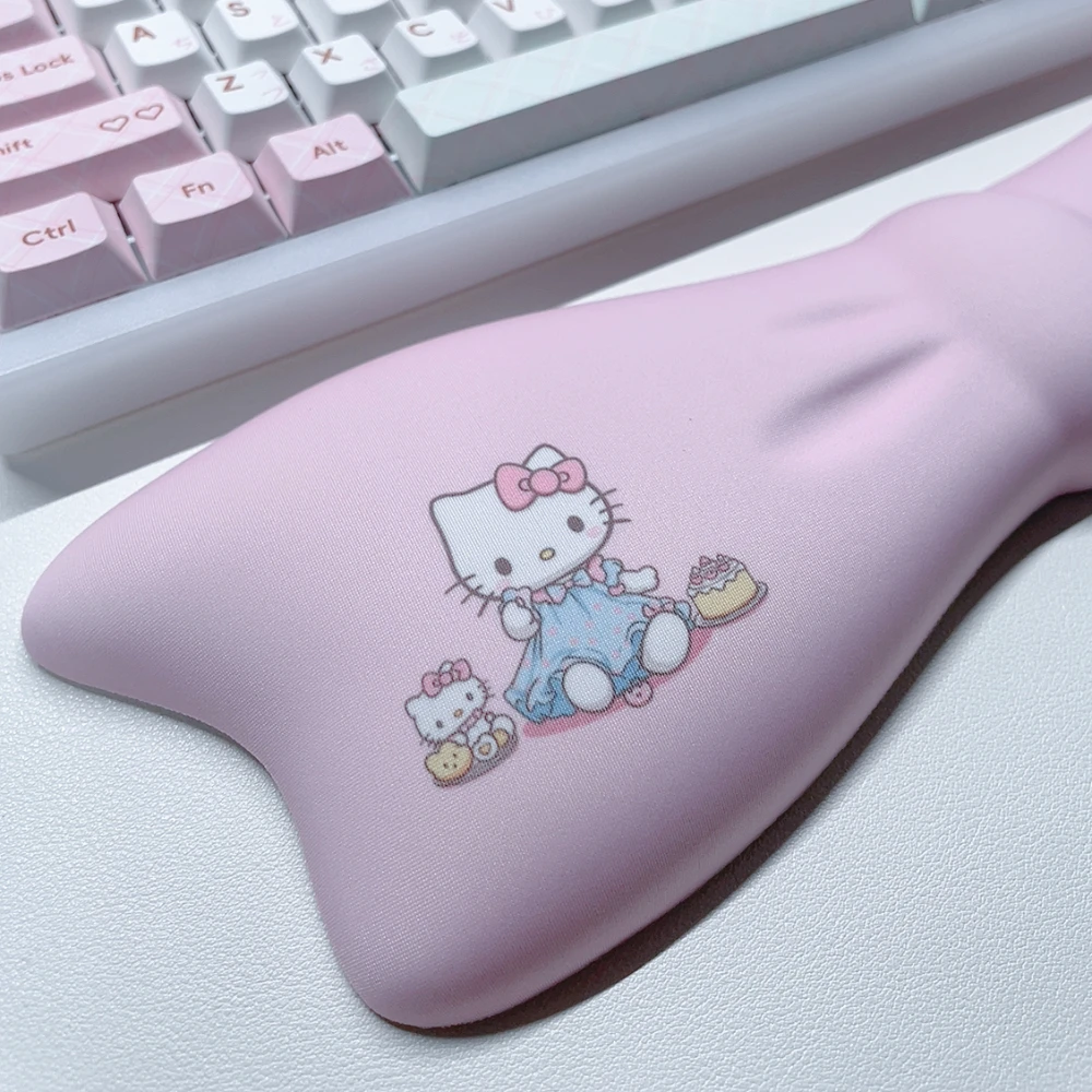 Cute Bow Hello Kitty Keyboard Wrist Rest Non-slip Rubber Base Memory Foam Suitable for 100 Keys 87 Keys 68keys Keyboard Mousepad