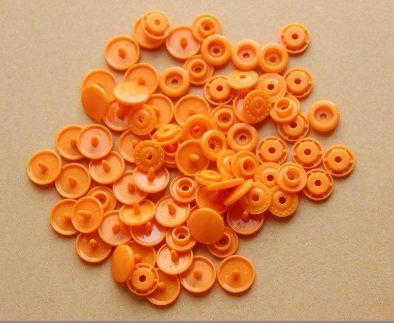100 sets T3 Round Plastic Snap Buttons Clothes DIY Sewing Accessories Press Button: Orange