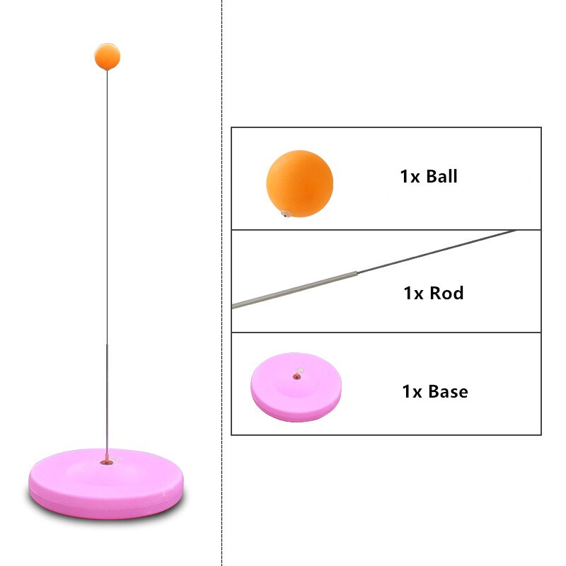 Portable Table Tennis Trainer Training Machine Elasticity Kid Adult Ping Pong Rebound Practice Trainer Self-Training Artifact: Orange