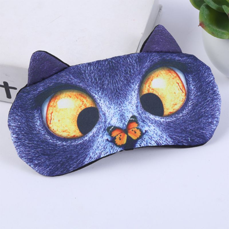 Eye Mask Eyeshade Cover Shade Natural Sleeping Eye Patch Cute Cat Dog Sleep Mask Women Men Soft Blindfold Travel Eyepatch: Butterfly cat