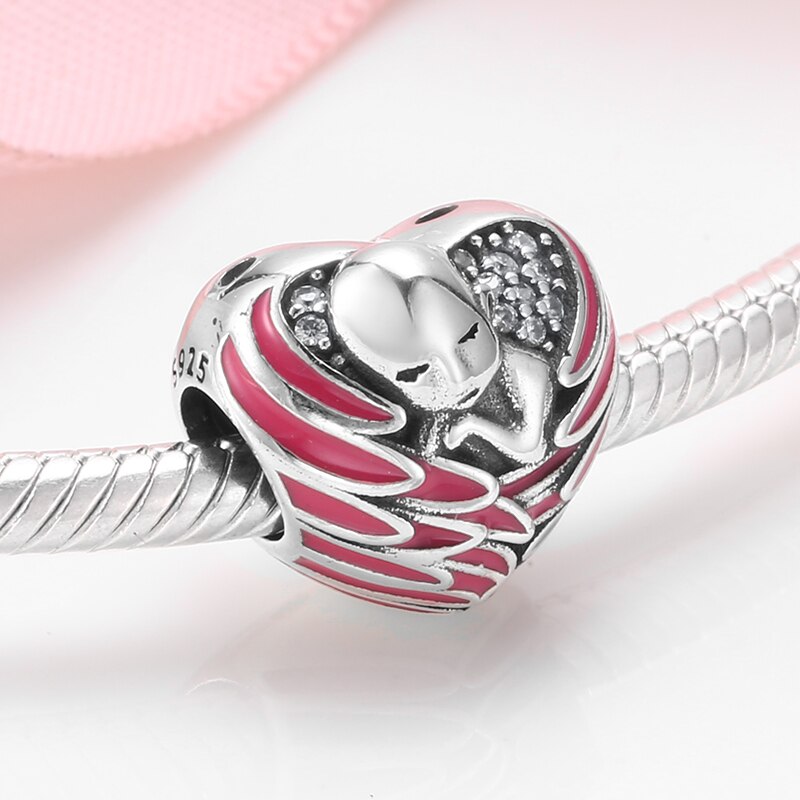 Give birth to life Pregnant mother 925 Sterling Silver Charm Pink CZ Beads Jewelry Making Fit Original European Charms Bracelets: PC0362