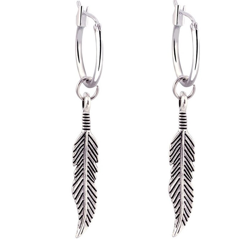 Punk Zilver Kleur Rvs Veer Kruis Oorbellen Voor Mannen Vrouwen Gothic Straat Lange Ketting Oorbellen Mannen Rock Sieraden: 2