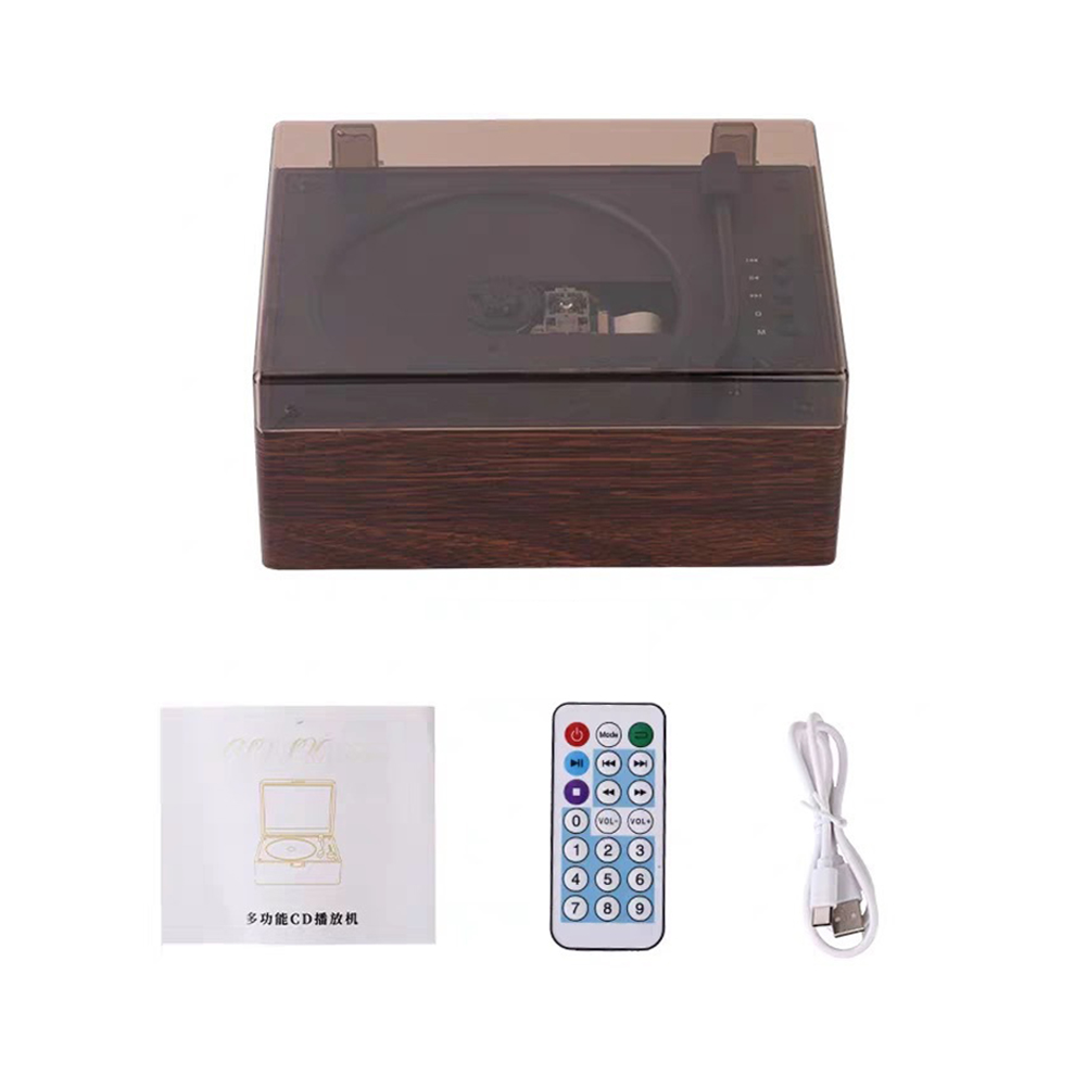 1Pc Vintage Bluetooth 5.0 Leather CD Player Two-way Built-in Speaker Portable Rechargeable CD Music Player USB Lossless Player